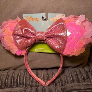 Disney Pink Sequin Minnie Ears Headband Spring Easter Colorful Bow Mickey Ears